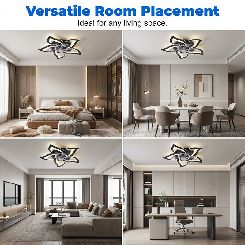🌬️✨Modern Flower-Shaped Ceiling Fan with Light – Quiet & Remote Controlled 🔥💡