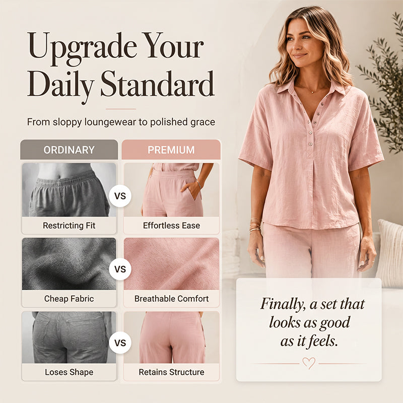 👗Damen-Set mit Hemdoberteil und weitem Bein – Schickes zweiteiliges Outfit ✨