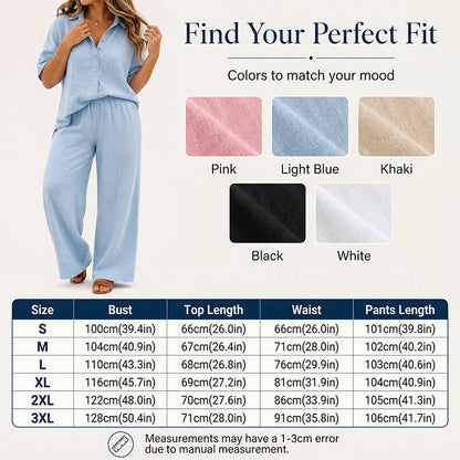 👗Damen-Set mit Hemdoberteil und weitem Bein – Schickes zweiteiliges Outfit ✨