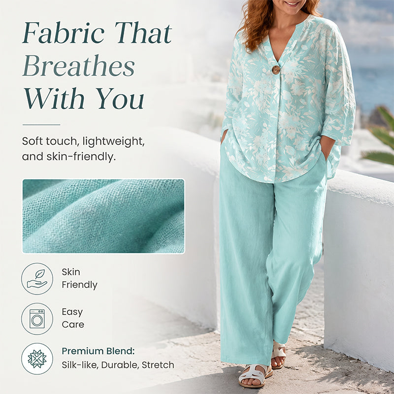 🔥✨ Stylisches 2-Teiler-Set mit V-Ausschnitt – entspannter & schmeichelhafter Schnitt 👗