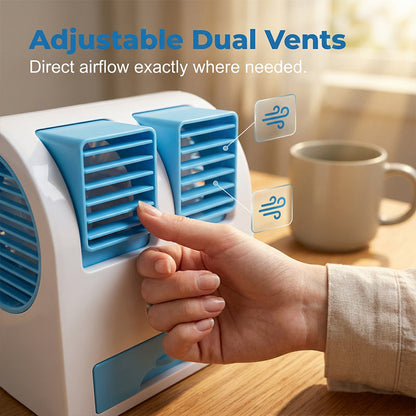 🌬️Portable Dual-Outlet Fan with Ice Drawer– Ultra Quiet Cooling 🔥🌬️