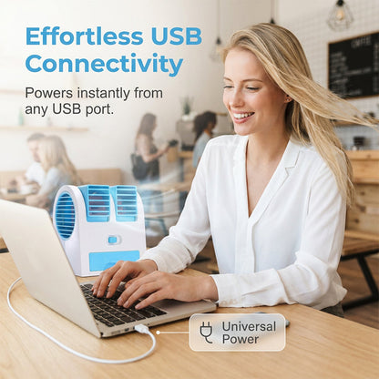 🌬️Portable Dual-Outlet Fan with Ice Drawer– Ultra Quiet Cooling 🔥🌬️