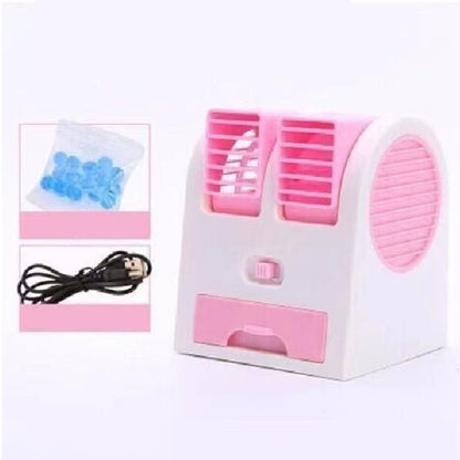 🌬️Portable Dual-Outlet Fan with Ice Drawer– Ultra Quiet Cooling 🔥🌬️