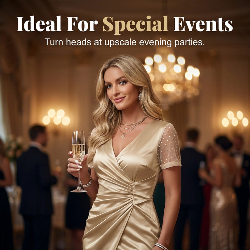 👗Women's V-Neck High Waist Cocktail Dress – Perfect For Weddings & Nights Out ✨