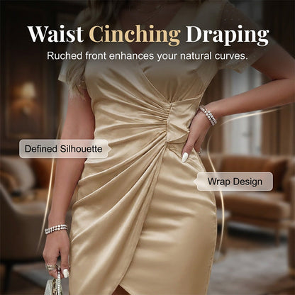 👗Women's V-Neck High Waist Cocktail Dress – Perfect For Weddings & Nights Out ✨