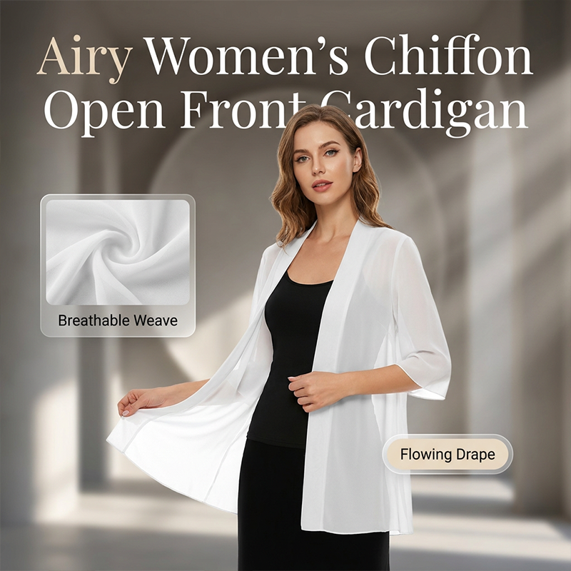 🏆LAST DAY SALE: ONLY ￡12.8!!🎁✨Women's Chiffon Open Front Cardigan Loose– Soft & Breathable🔥