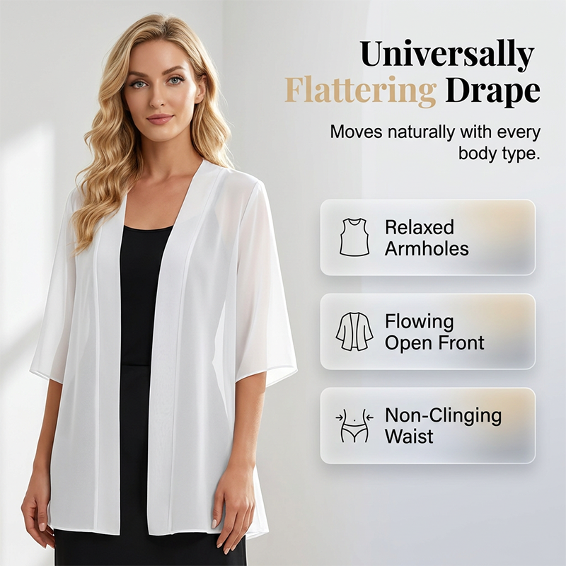 🏆LAST DAY SALE: ONLY ￡12.8!!🎁✨Women's Chiffon Open Front Cardigan Loose– Soft & Breathable🔥