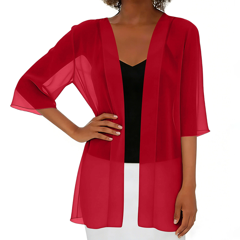 🏆LAST DAY SALE: ONLY ￡12.8!!🎁✨Women's Chiffon Open Front Cardigan Loose– Soft & Breathable🔥