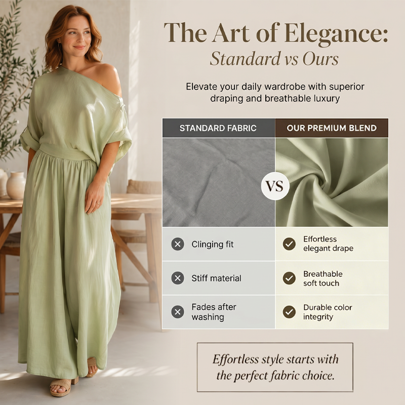 👗✨Women's Off-Shoulder Top And Wide-Leg Pants Set– Chic, Flowy & Effortless🌸