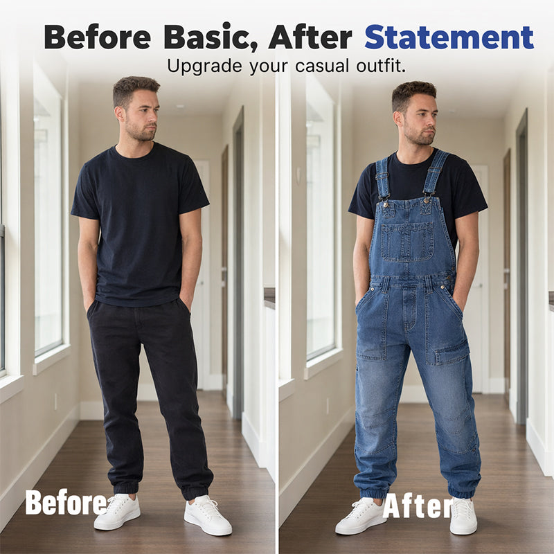👖Men's Classic Fit Denim Overalls– Comfy, Practical & Effortlessly Stylish✨