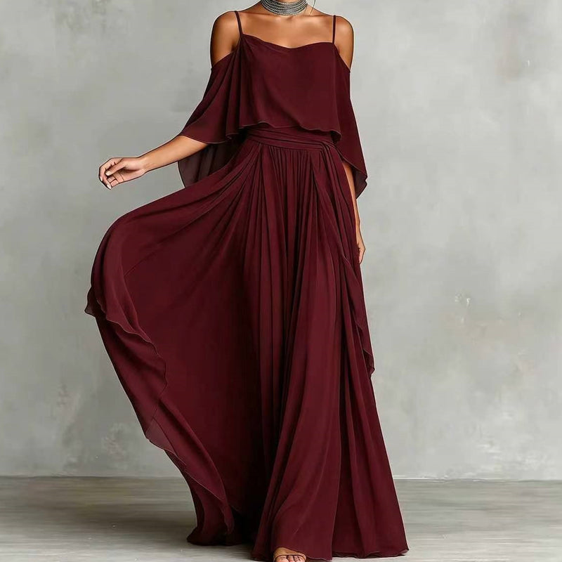 💃 Women’s Elegant Cold Shoulder Flowing Maxi Dress– Elegant, Flowy & Perfect For Special Occasions✨