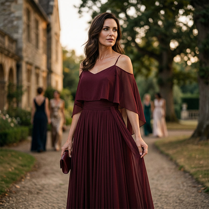 💃 Women’s Elegant Cold Shoulder Flowing Maxi Dress– Elegant, Flowy & Perfect For Special Occasions✨
