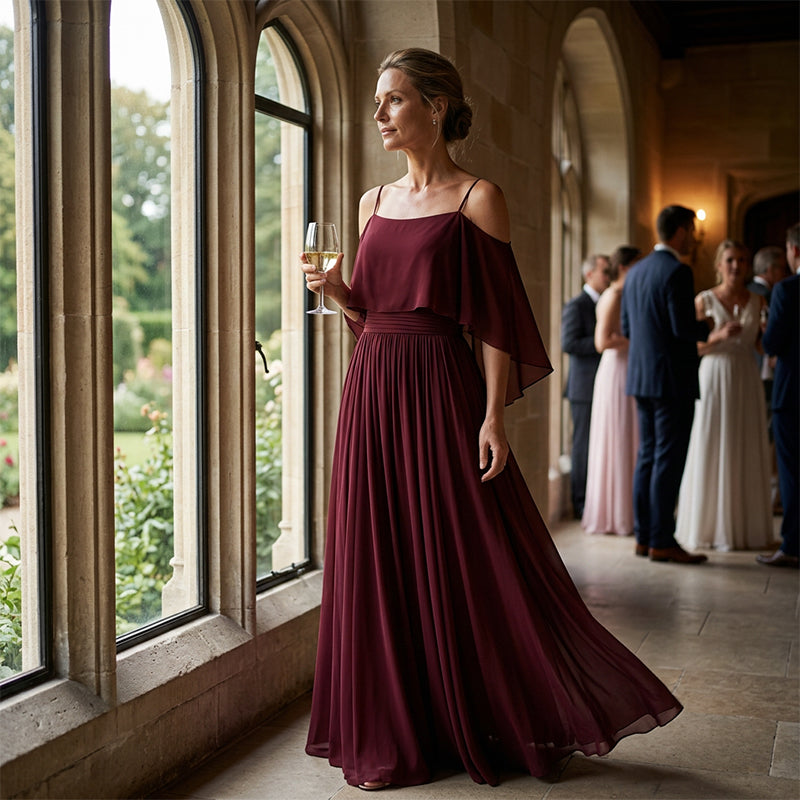 💃 Women’s Elegant Cold Shoulder Flowing Maxi Dress– Elegant, Flowy & Perfect For Special Occasions✨