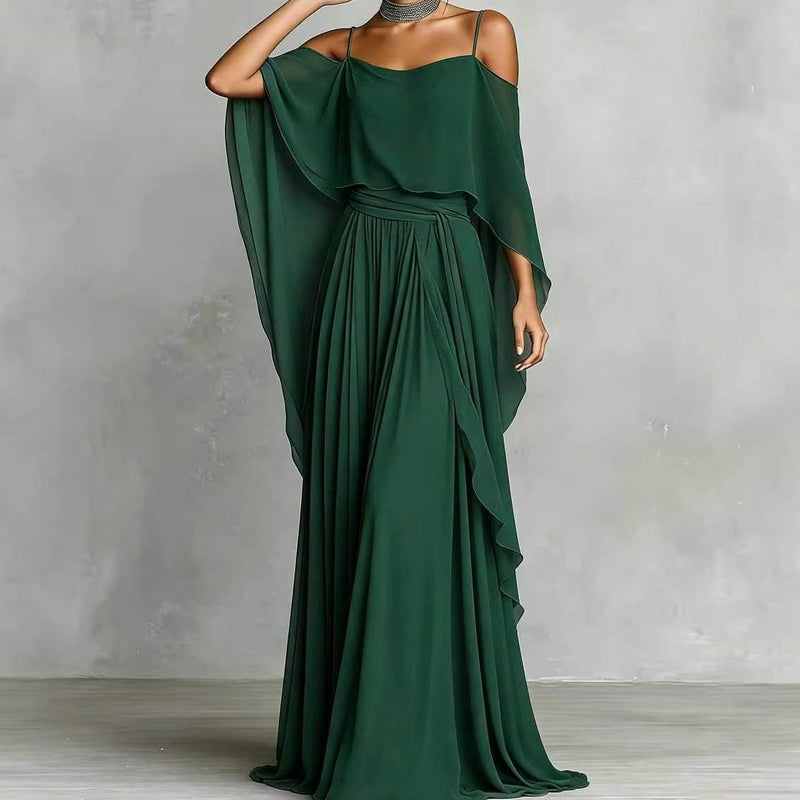 💃 Women’s Elegant Cold Shoulder Flowing Maxi Dress– Elegant, Flowy & Perfect For Special Occasions✨