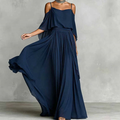 💃 Women’s Elegant Cold Shoulder Flowing Maxi Dress– Elegant, Flowy & Perfect For Special Occasions✨