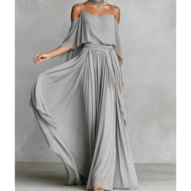 💃 Women’s Elegant Cold Shoulder Flowing Maxi Dress– Elegant, Flowy & Perfect For Special Occasions✨