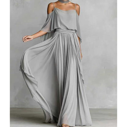💃 Women’s Elegant Cold Shoulder Flowing Maxi Dress– Elegant, Flowy & Perfect For Special Occasions✨