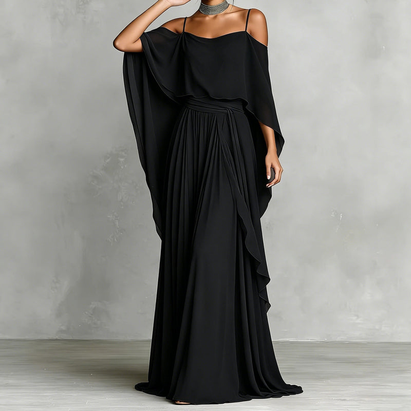 💃 Women’s Elegant Cold Shoulder Flowing Maxi Dress– Elegant, Flowy & Perfect For Special Occasions✨