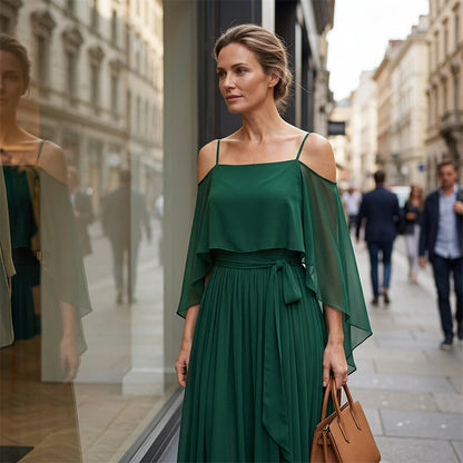 💃 Women’s Elegant Cold Shoulder Flowing Maxi Dress– Elegant, Flowy & Perfect For Special Occasions✨