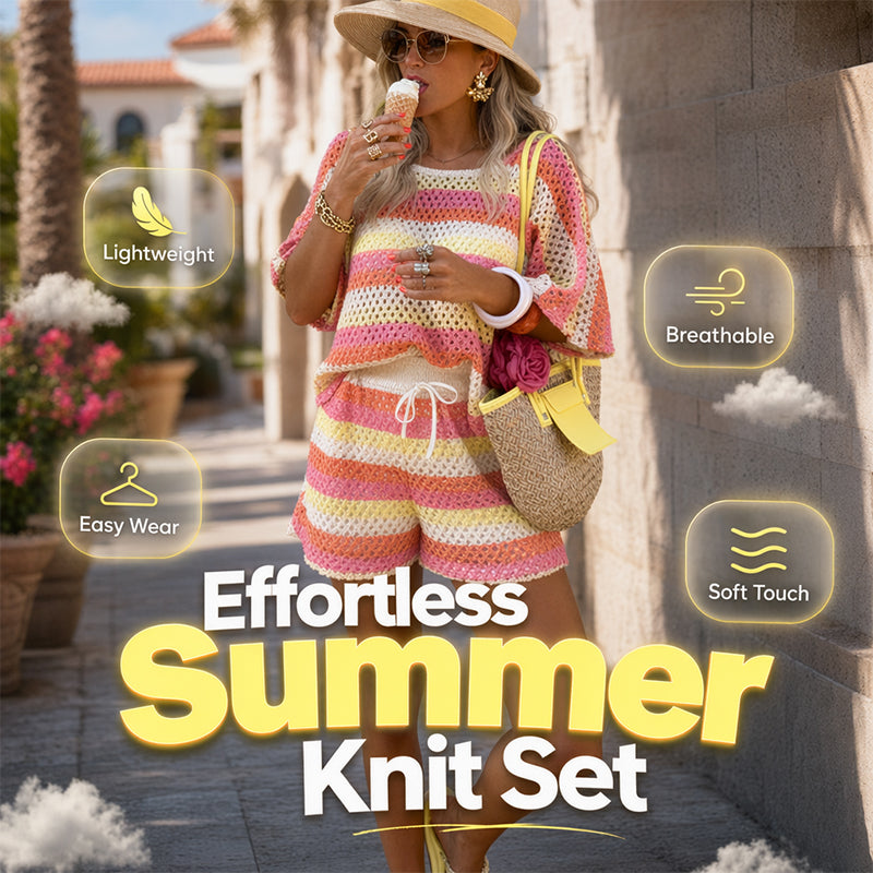 ⏳Limited-time 50% Off⏰Women's Colorblock Striped Knit Lounge Set👚🩳