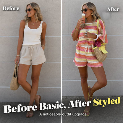⏳Limited-time 50% Off⏰Women's Colorblock Striped Knit Lounge Set👚🩳