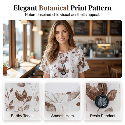 🌿👗Effortless Printed Tee Set – Elegant Top & Tulip Hem Trousers ✨