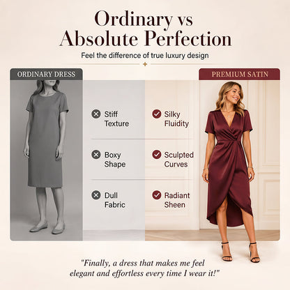 💖👗Women's Short Sleeve V-Neck Asymmetrical Wrap Dress– Elegant, Comfortable & Perfect For Any Occasion✨