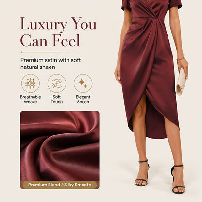 💖👗Women's Short Sleeve V-Neck Asymmetrical Wrap Dress– Elegant, Comfortable & Perfect For Any Occasion✨