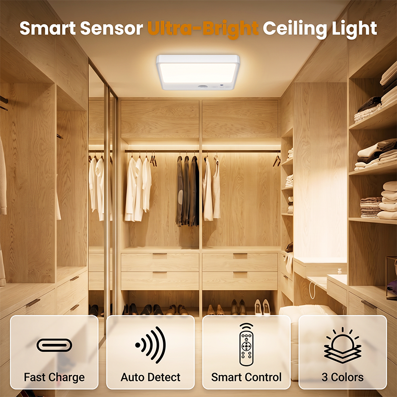 🏡💡Rechargeable Motion Sensor Ceiling Light – Hands-Free Brightness In Seconds✨