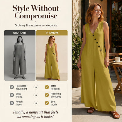 🌿✨Women's Sleeveless V-Neck Jumpsuit with Pockets – Lightweight, Flattering & Made For Comfort💃