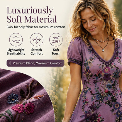 🌸✨Women's Vintage V-Neck Floral Maxi Dress – Flowy, Comfortable & Beautifully Feminine☀️