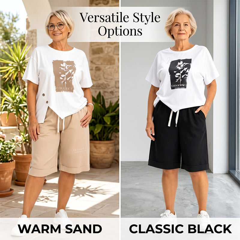 🌞Sommer-Sale 55% RABATT⚡Über 50.000 verkauft💕👕Damen Freizeit-Zweiteiler Sommer-Shorts-Set✨Lockeres Kurzarm-Oberteil + Shorts mit elastischem Bund Loungewear Urlaubs-Matching-Outfit