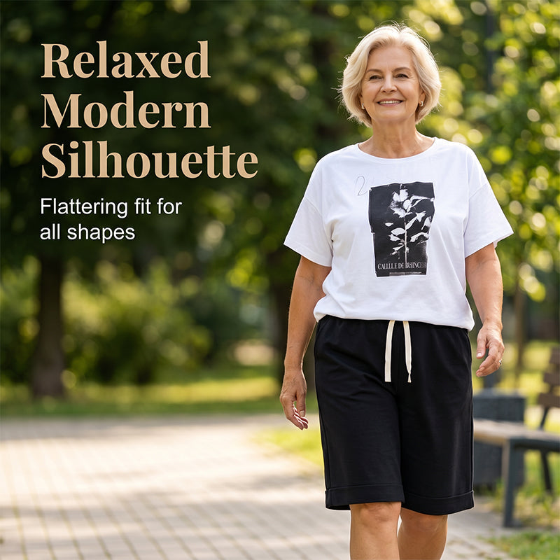 🌞Sommer-Sale 55% RABATT⚡Über 50.000 verkauft💕👕Damen Freizeit-Zweiteiler Sommer-Shorts-Set✨Lockeres Kurzarm-Oberteil + Shorts mit elastischem Bund Loungewear Urlaubs-Matching-Outfit