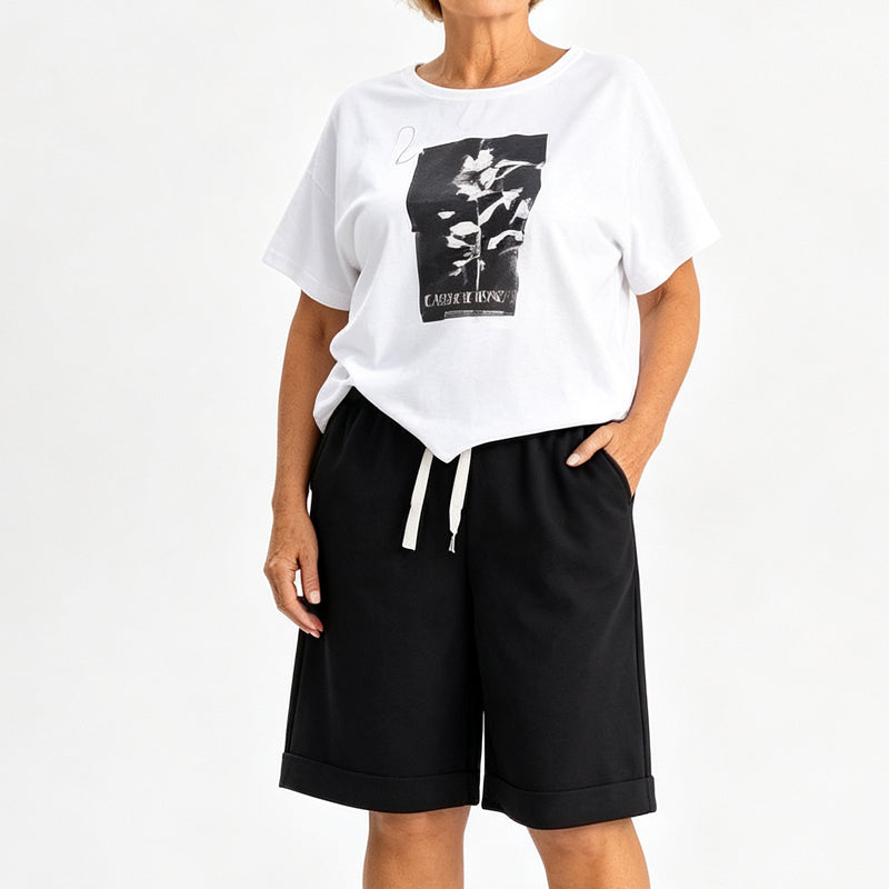 🌞Sommer-Sale 55% RABATT⚡Über 50.000 verkauft💕👕Damen Freizeit-Zweiteiler Sommer-Shorts-Set✨Lockeres Kurzarm-Oberteil + Shorts mit elastischem Bund Loungewear Urlaubs-Matching-Outfit