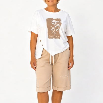 🌞Sommer-Sale 55% RABATT⚡Über 50.000 verkauft💕👕Damen Freizeit-Zweiteiler Sommer-Shorts-Set✨Lockeres Kurzarm-Oberteil + Shorts mit elastischem Bund Loungewear Urlaubs-Matching-Outfit
