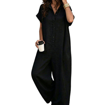 🌿Women's Casual Loose Short Sleeve Button Jumpsuit – Comfortable, Flattering & Effortlessly Stylish✨