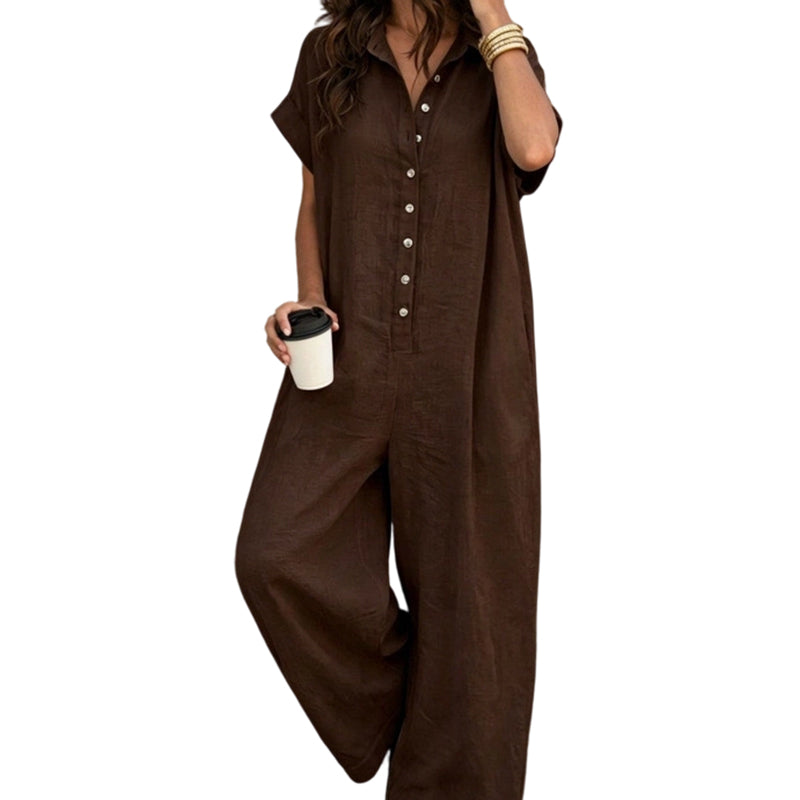 🌿Women's Casual Loose Short Sleeve Button Jumpsuit – Comfortable, Flattering & Effortlessly Stylish✨