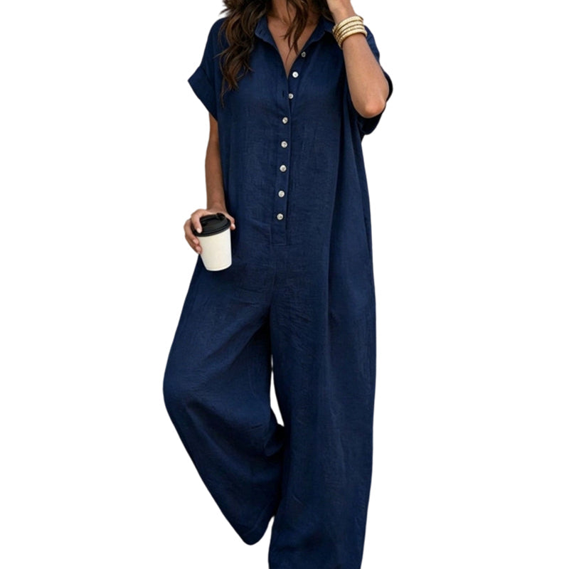 🌿Women's Casual Loose Short Sleeve Button Jumpsuit – Comfortable, Flattering & Effortlessly Stylish✨