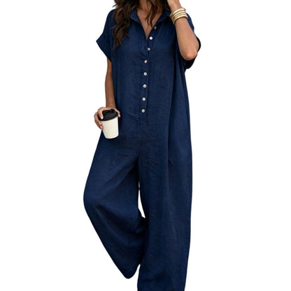 🌿Women's Casual Loose Short Sleeve Button Jumpsuit – Comfortable, Flattering & Effortlessly Stylish✨