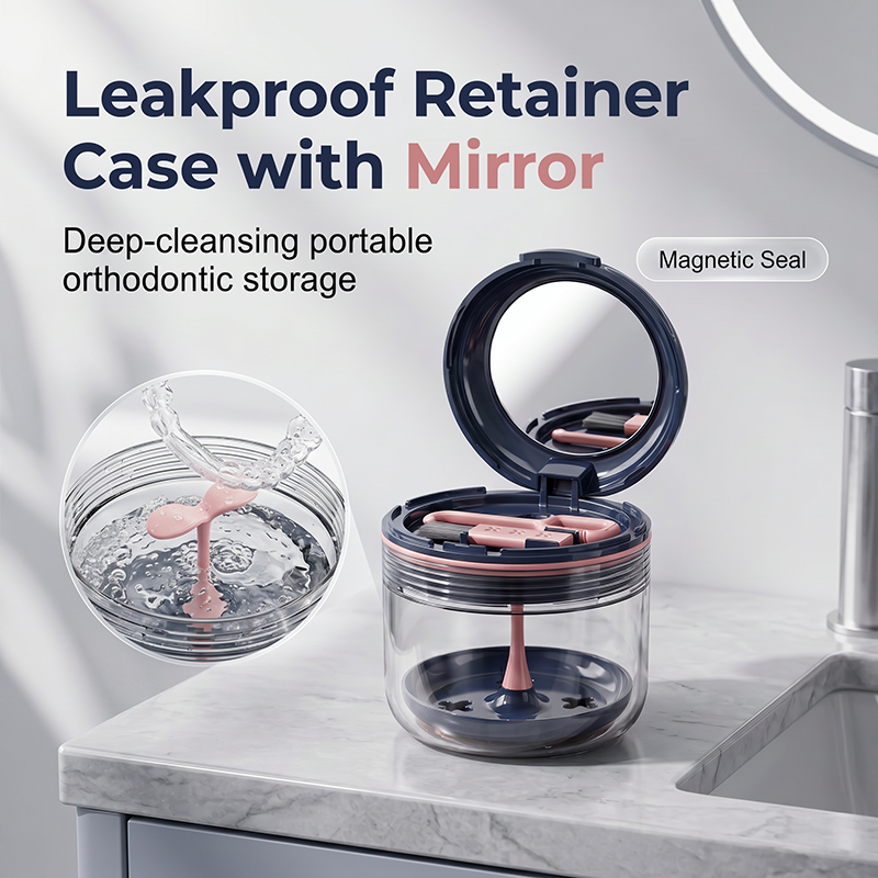 🦷Leakproof Retainer Case With Mirror Portable Aligner Soaking Box– Hygienic, Portable & Easy To Use✨