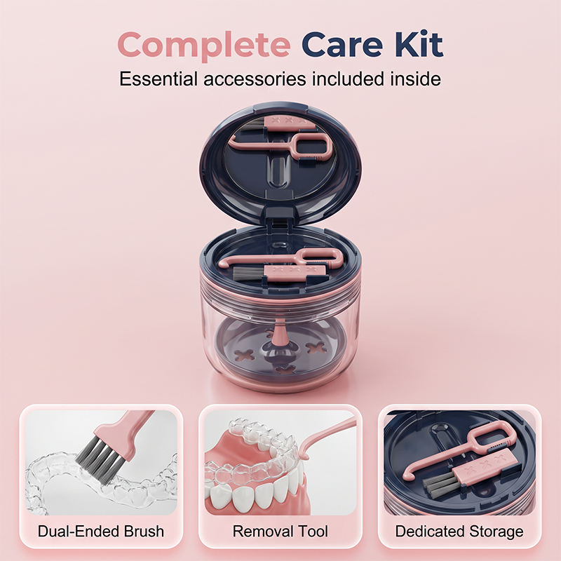 🦷Leakproof Retainer Case With Mirror Portable Aligner Soaking Box– Hygienic, Portable & Easy To Use✨