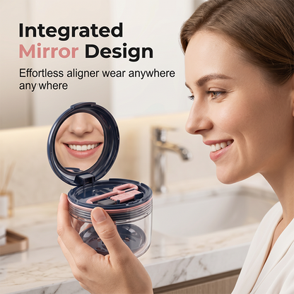 🦷Leakproof Retainer Case With Mirror Portable Aligner Soaking Box– Hygienic, Portable & Easy To Use✨