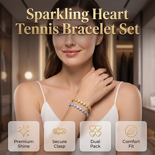 💥Limited BOGO💥✨Shiny Heart Link Bracelet Set – Elevate Day & Night Looks with Ease