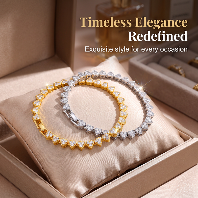 💥Begrenzte BOGO-Aktion💥✨Glänzendes Herz-Link-Armband-Set – Veredeln Sie Tag- und Nacht-Looks mühelos