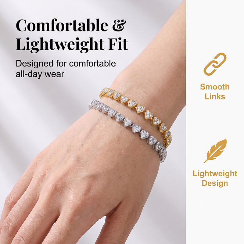 💥Begrenzte BOGO-Aktion💥✨Glänzendes Herz-Link-Armband-Set – Veredeln Sie Tag- und Nacht-Looks mühelos