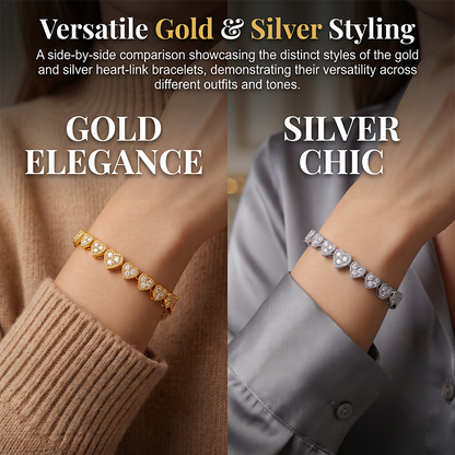💥Begrenzte BOGO-Aktion💥✨Glänzendes Herz-Link-Armband-Set – Veredeln Sie Tag- und Nacht-Looks mühelos