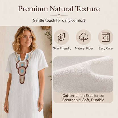 🌸Women's Embroidered Maxi Dress with Front Slit– Elegant Flowing Style With Front Slit ✨