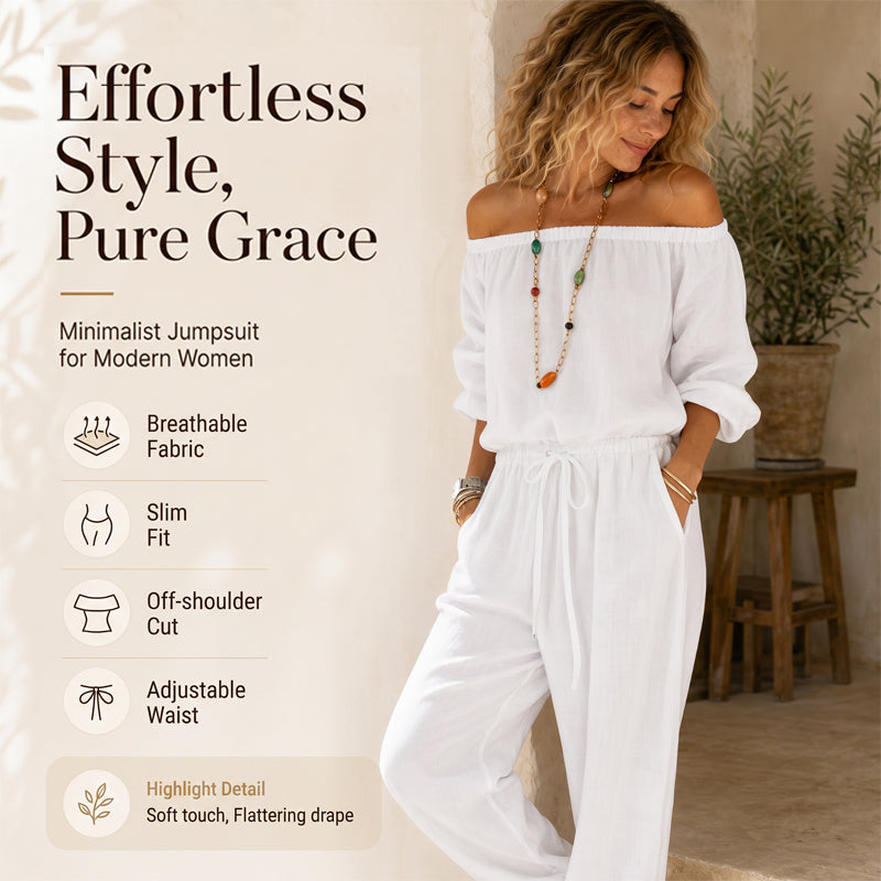 🌸Women's Off Shoulder Jumpsuit – Effortless Chic With A Flattering Fit ✨
