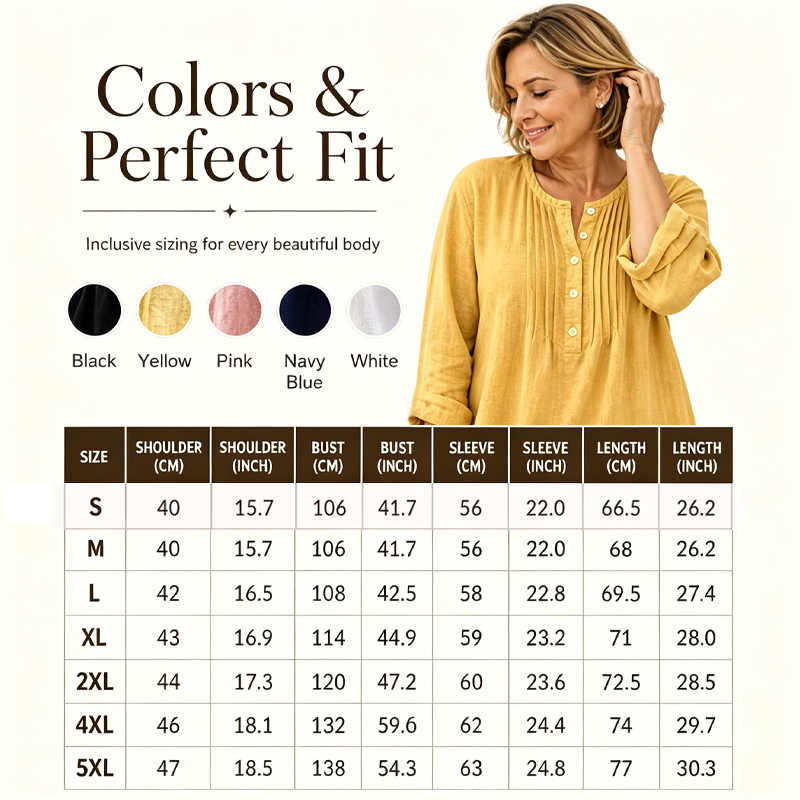 🔥👚2026 Sommer-Hot-Sale⚡️Damen Langarm Plissierte Henley-Hals Bluse✨Weich Atmungsaktiv Elegant Lässiges Plissiertes Oberteil Tägliches Pendler-Outfit💐