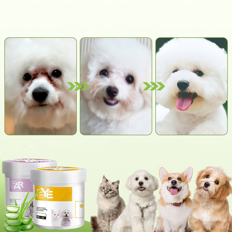 🥳2026 TOP-ANGEBOT🥳💞ÜBER 50.000 MAL VERKAUFT!🐾🌿 50% RABATT! Natürliche pflanzliche Feuchttücher für Haustiere – Aloe Vera & Glycerin, pH-neutral. Entfernt sanft Tränenflecken & Ohrenschmalz. Sicher für den täglichen Gebrauch! 🧻✨